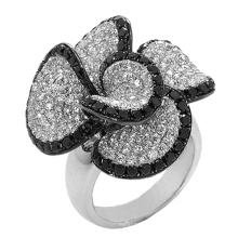 Black and White Diamond 925 Sterling Silver Ring Jewelry